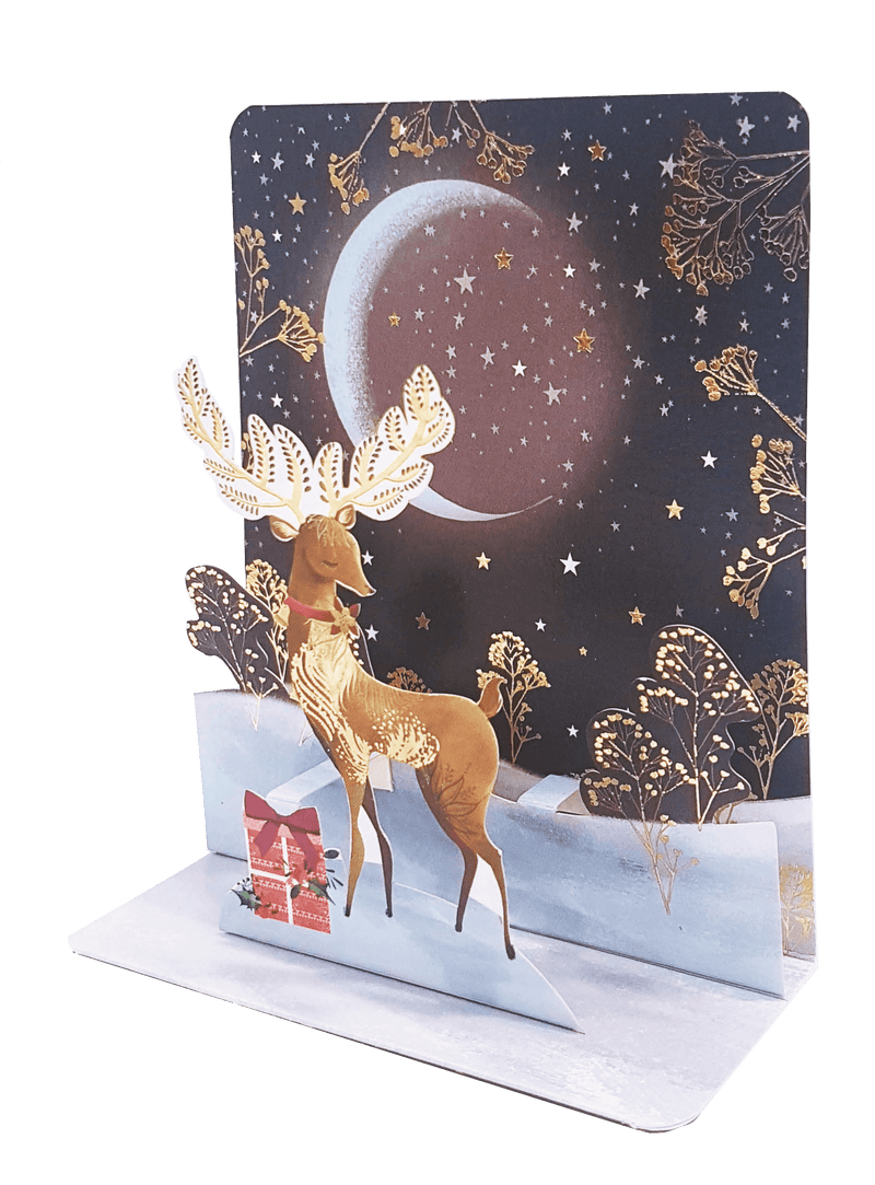 Herten en cadeaus - Kerst Pop-Up kaart