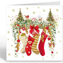 Roodborstjes met kerstsokken - Kerstkaart met glitters - Catch Utrecht