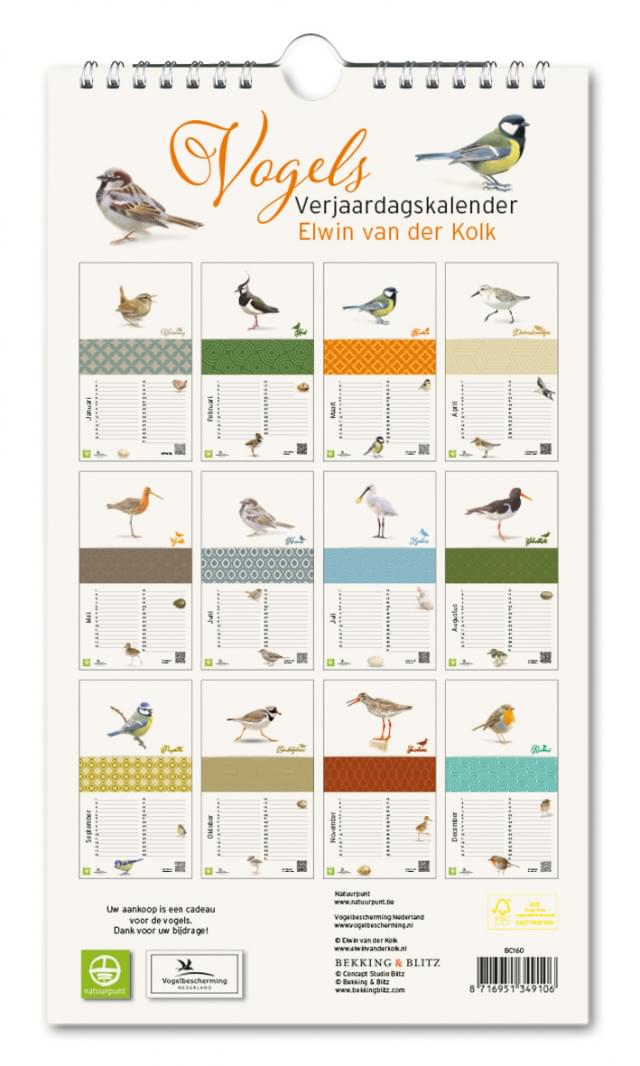 Vogels, Elwin van der Kolk, Vogelbescherming - Natuurpunt, verjaardagskalender - Catch Utrecht